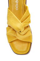 Women's Yellow Leather Slippers | Derimod