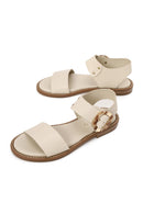 Women's Beige Leather Ankle Buckle Sandals | Derimod