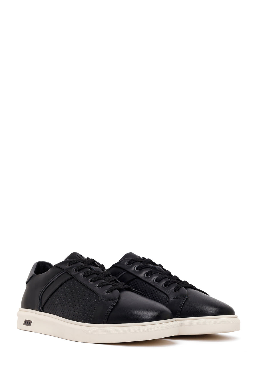 Erkek Siyah Bağcıklı Deri Sneaker