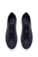 Erkek Lacivert Bağcıklı Deri Sneaker | Derimod