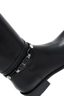 Women's Black Leather Buckle Boots | Derimod