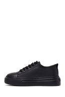 Male Black Lace-Up Thick-Soled Leather Sneaker | Derimod