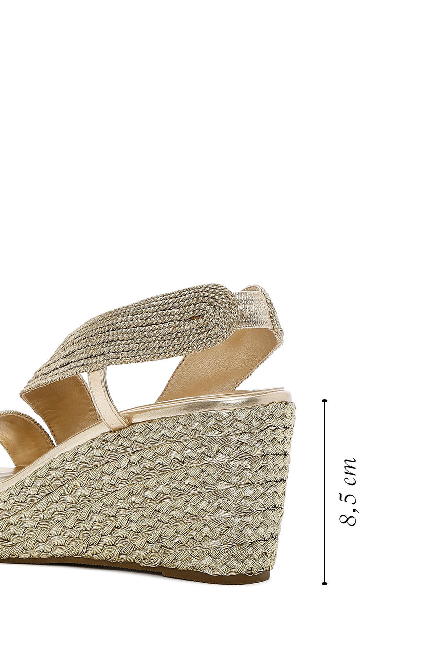 Women's Gold Wedge Heeled Knitted Espadrille Sandals