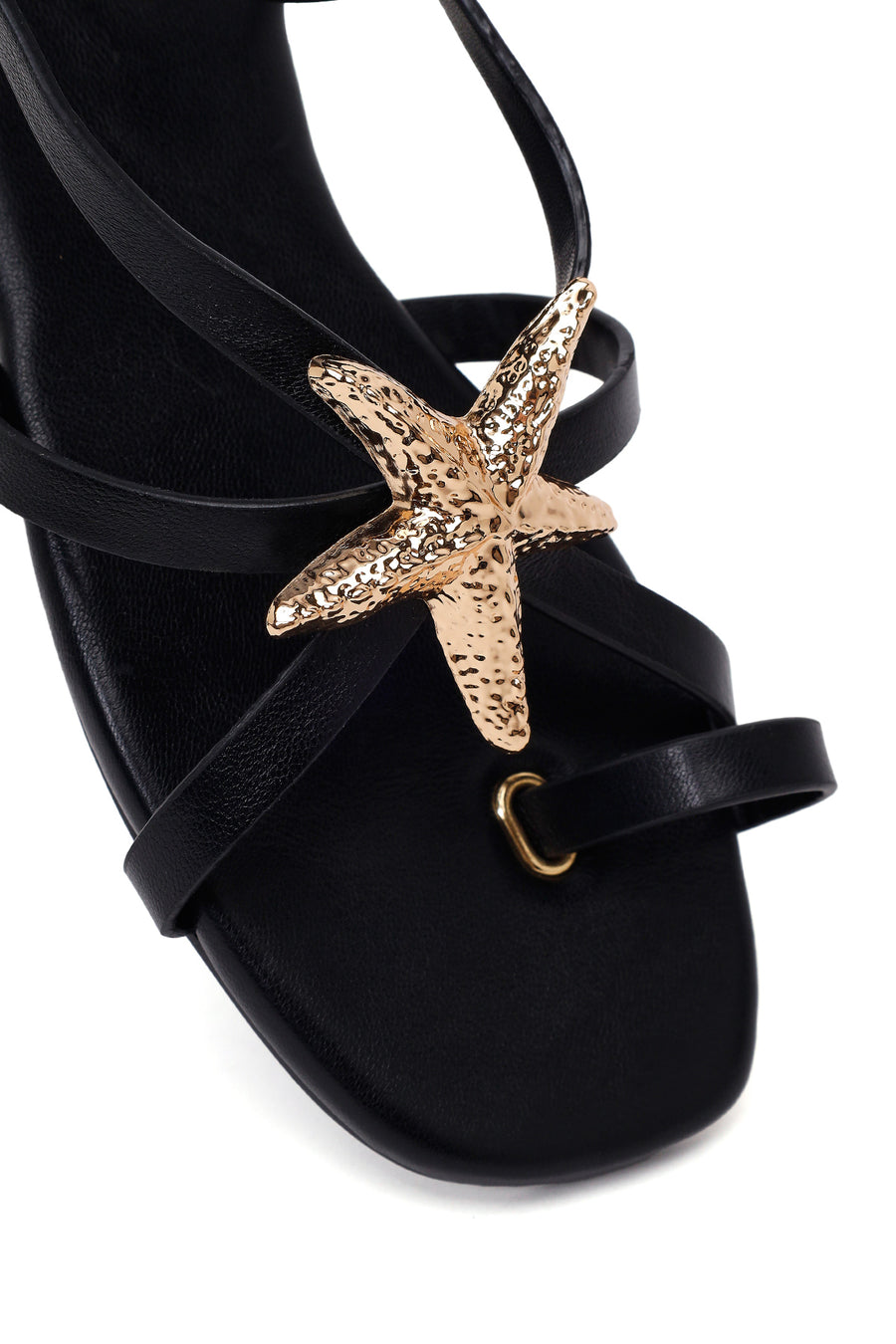 Woman Black Embellished Toe-Post Sandal