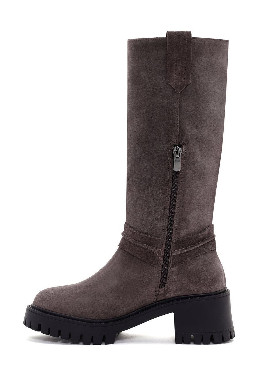 Women's Mink Short Heeled Suede Leather Boots