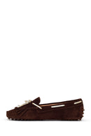 Woman Brown Tassel Suede Loafer | Derimod