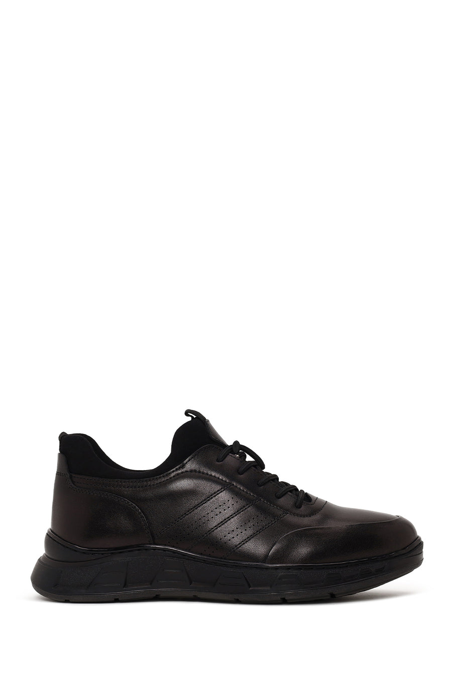 Derimod Fly Erkek Siyah Bağcıklı Kalın Tabanlı Deri Casual Sneaker WM720014DV | Derimod
