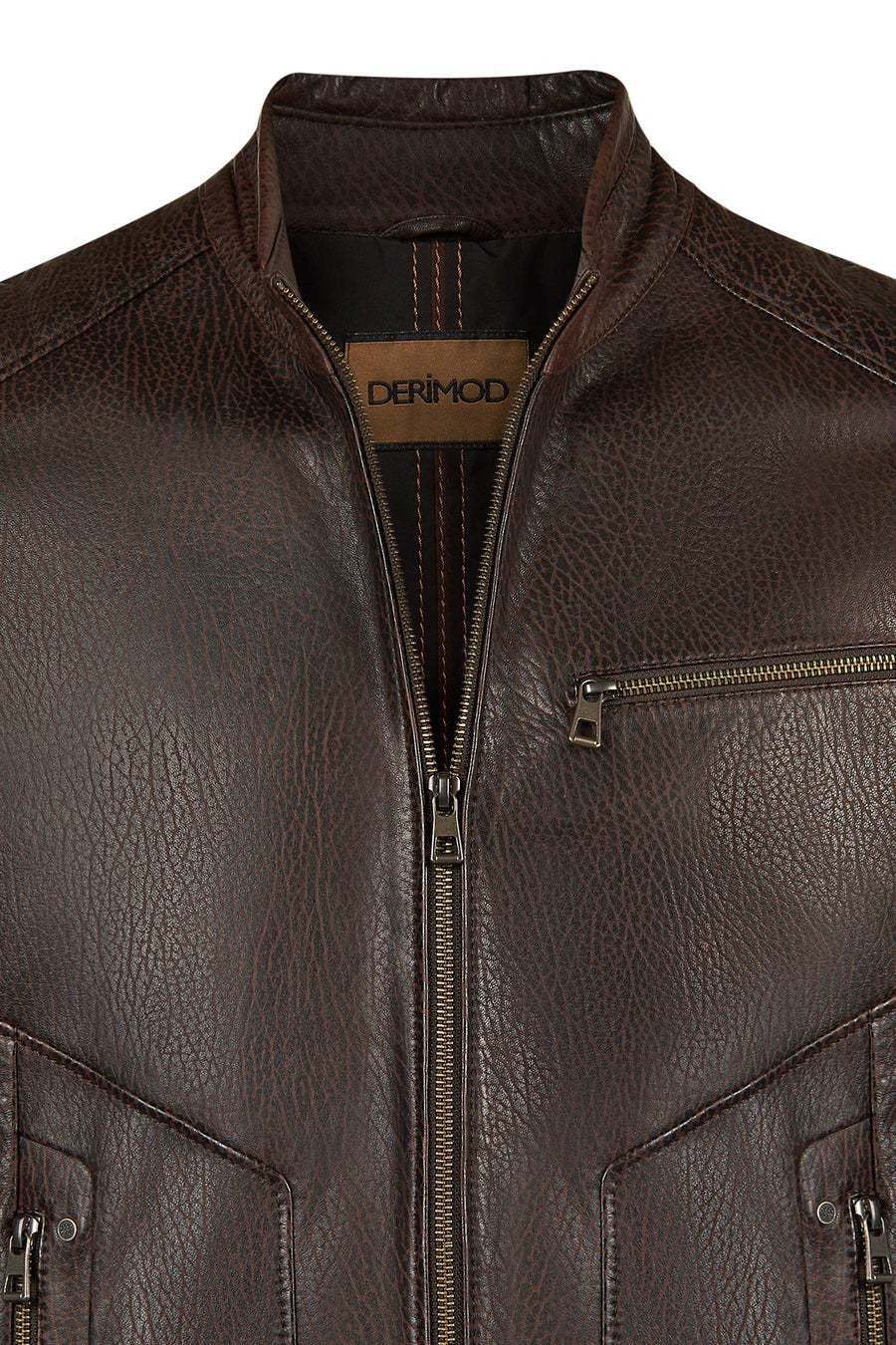 Reynold Male Brown Short Leather Jacket