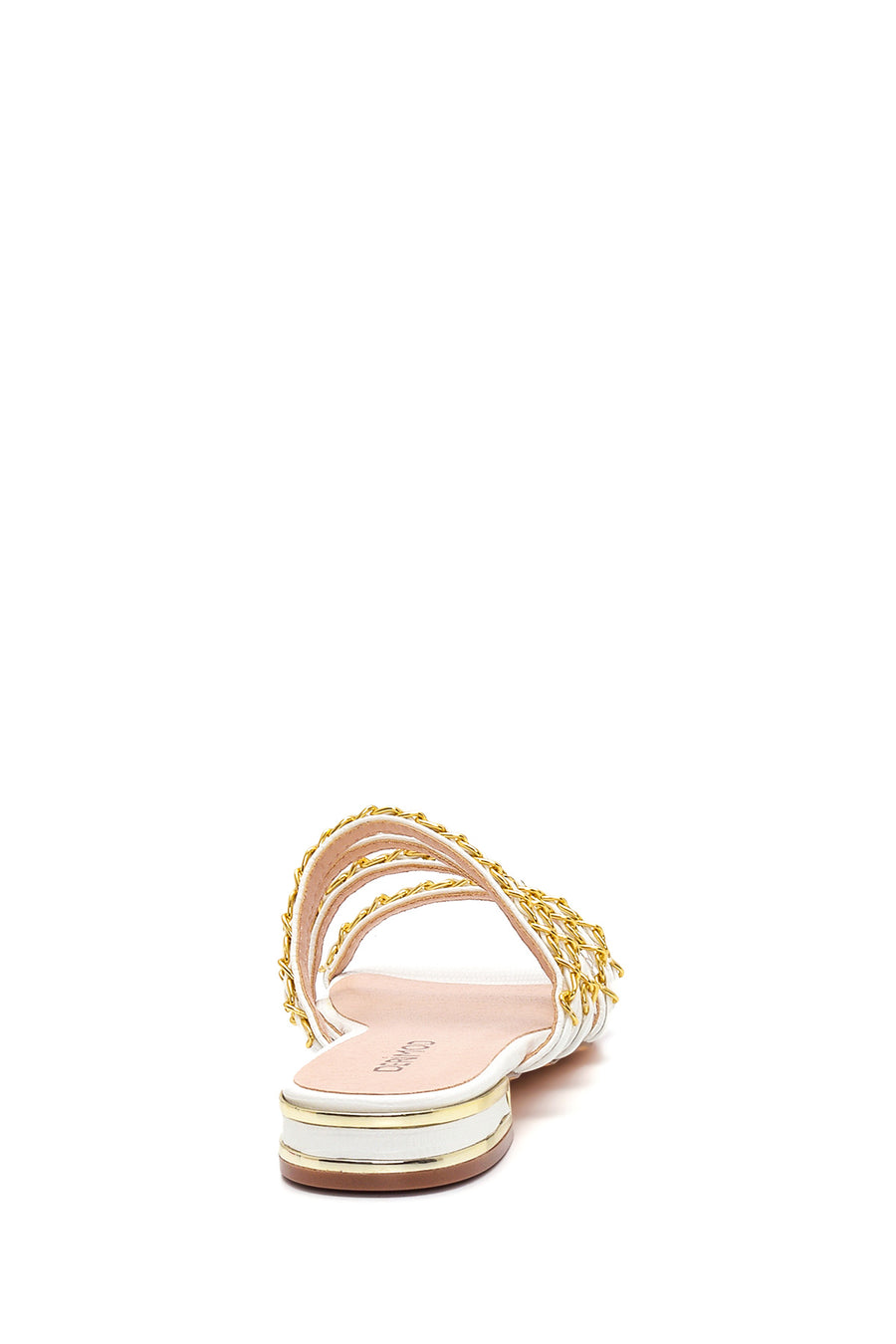 Women's White Chain Detailed Flat Slippers