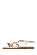 Women's Gold Metallic Flip Flop Sandals | Derimod
