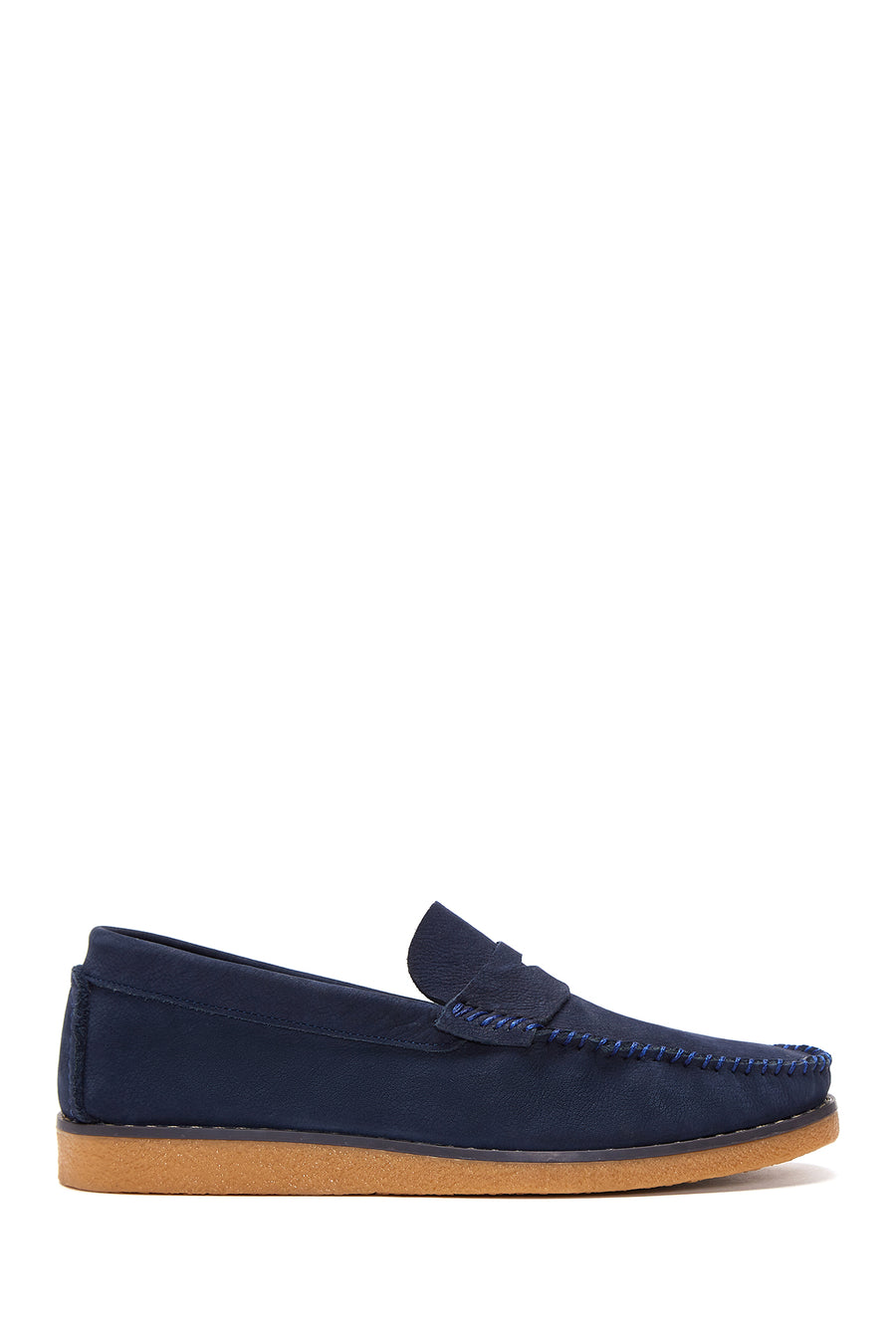 Men's Navy Blue Leather Casual Loafer 22SFD6816V3 | Derimod