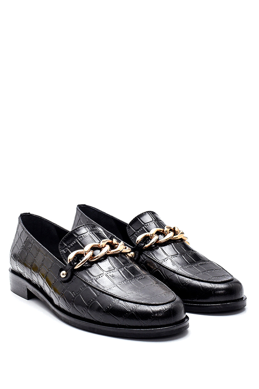 Women's Leather Chain Detailed Loafer
