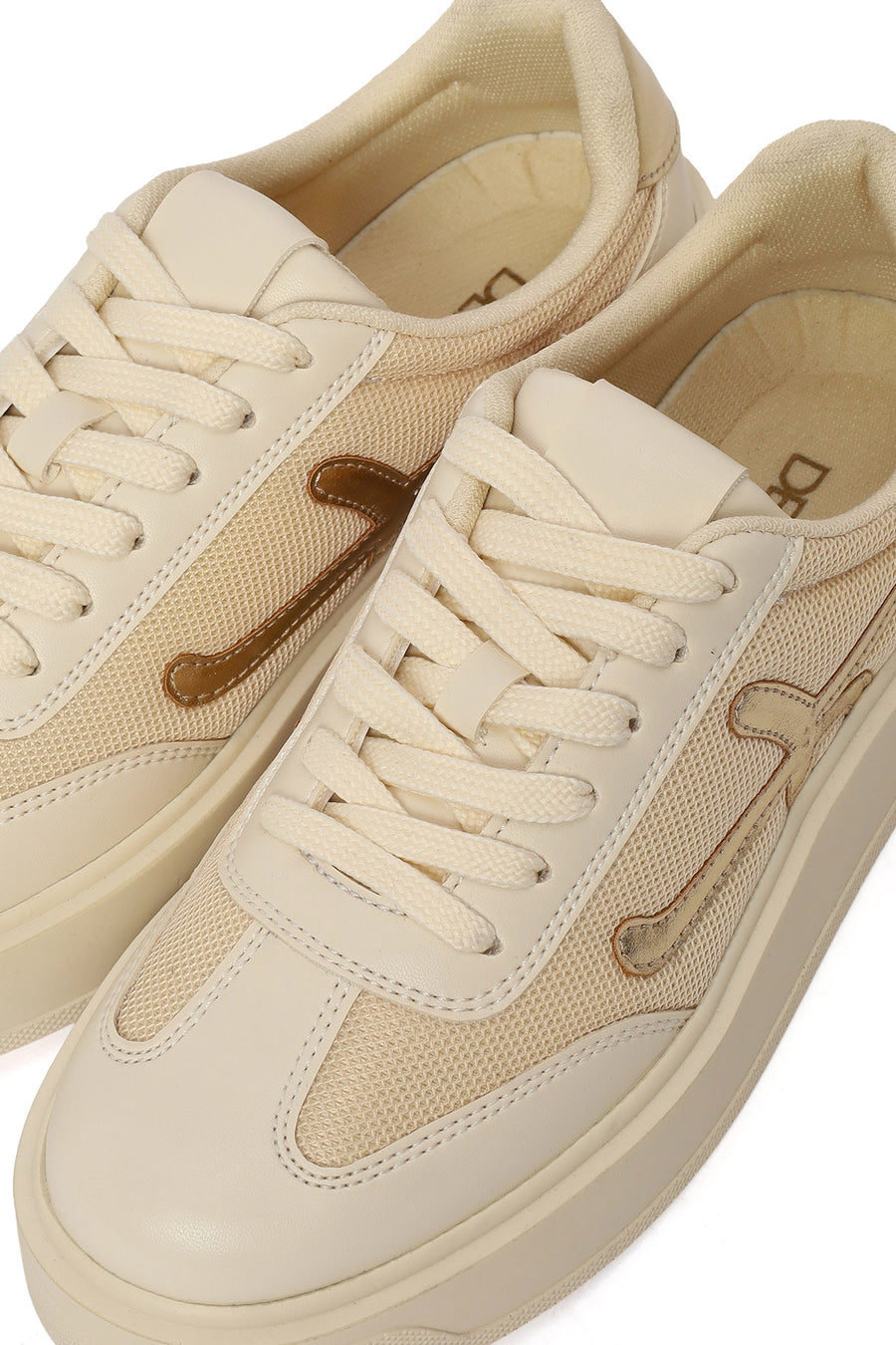 Woman Beige Lace-up Sneakers