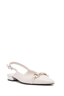 Women's Cream Accessory Open Back Ballerinas | Derimod