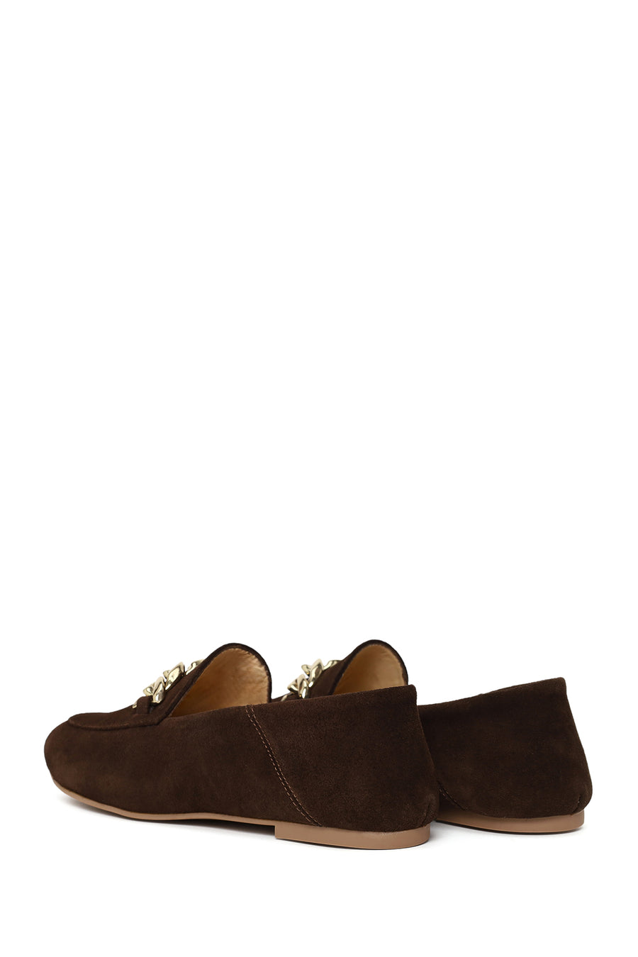 Kadın Kahverengi Tokalı Süet Deri Maskülen Loafer