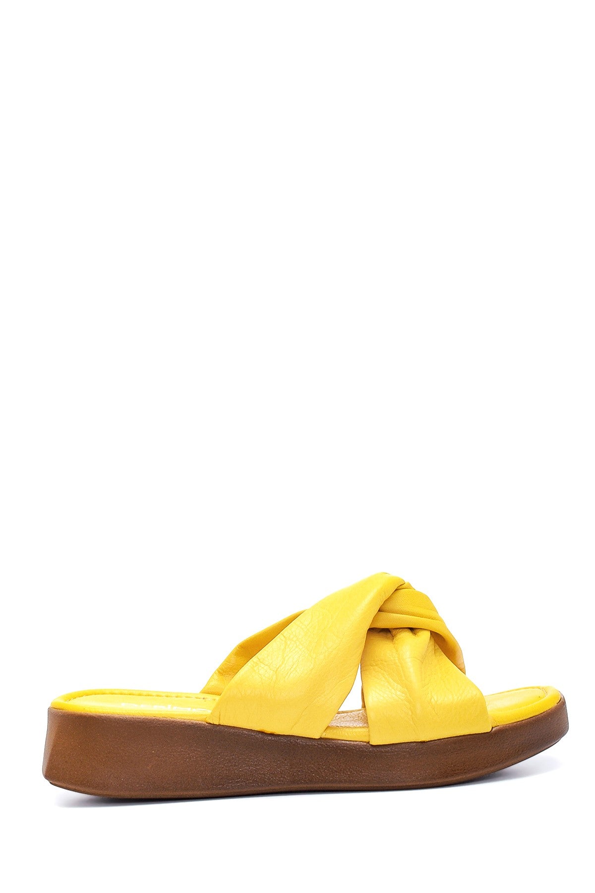 Women's Yellow Leather Slippers 22SFD331518 | Derimod