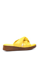 Women's Yellow Leather Slippers | Derimod