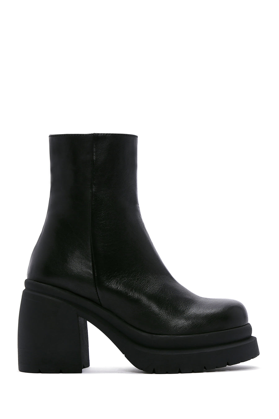 Women's Black Leather Platform Heeled Boots 23WFD550018 | Derimod