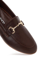 Kadın Kahverengi Tokalı Deri Klasik Loafer | Derimod