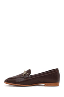 Kadın Kahverengi Tokalı Deri Klasik Loafer | Derimod