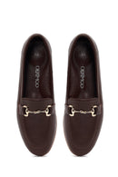 Kadın Kahverengi Tokalı Deri Klasik Loafer | Derimod