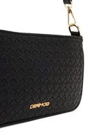 Woman Black Long-Strap Braided Shoulder Bag | Derimod