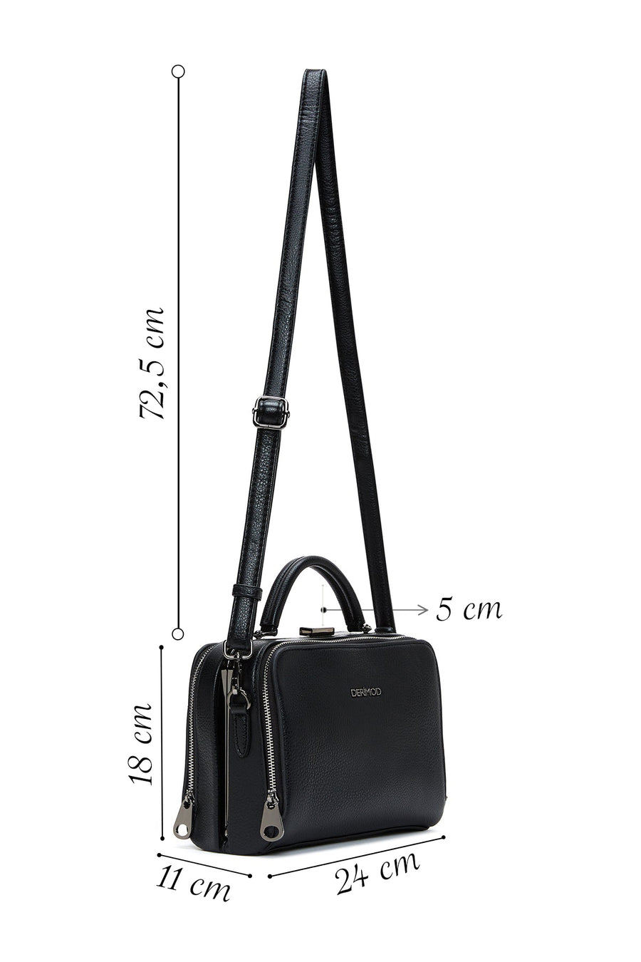 Woman Black Long Strap Crossbody Bag