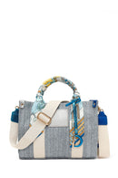 Woman Blue Long-Strap Wicker Shoulder Bag | Derimod