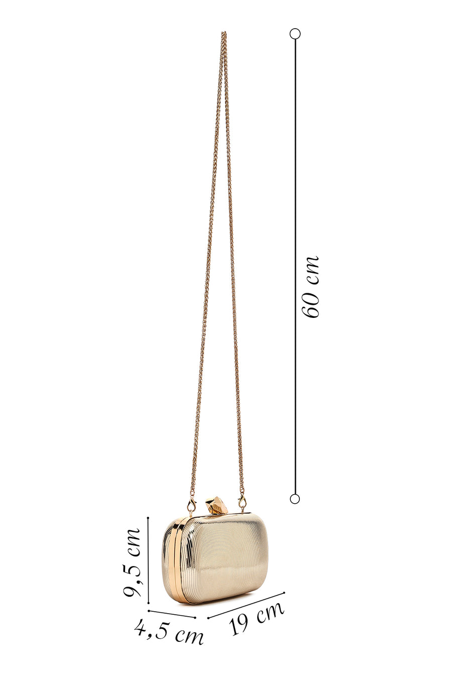 Woman Gold Long-Strap Metallic Mini Clutch Evening Bag