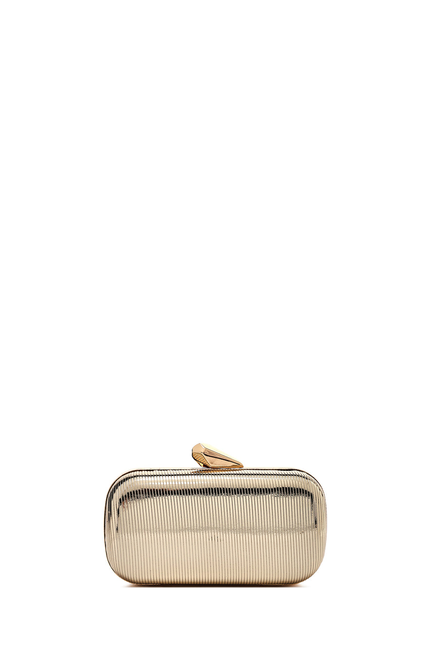 Woman Gold Long-Strap Metallic Mini Clutch Evening Bag