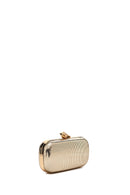 Woman Gold Long-Strap Metallic Mini Clutch Evening Bag | Derimod