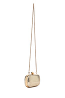 Woman Gold Long-Strap Metallic Mini Clutch Evening Bag | Derimod