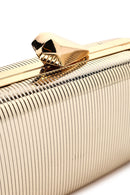 Woman Gold Long-Strap Metallic Mini Clutch Evening Bag | Derimod