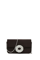 Women's Black Long Chain Strap Embellished Mini Evening Bag | Derimod