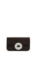 Women's Black Long Chain Strap Embellished Mini Evening Bag | Derimod