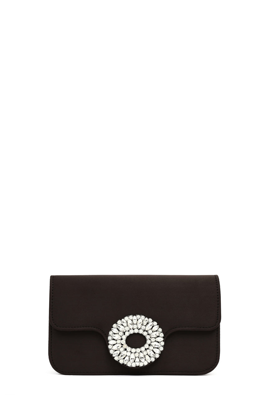 Women's Black Long Chain Strap Embellished Mini Evening Bag