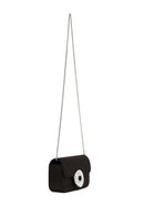 Women's Black Long Chain Strap Embellished Mini Evening Bag | Derimod
