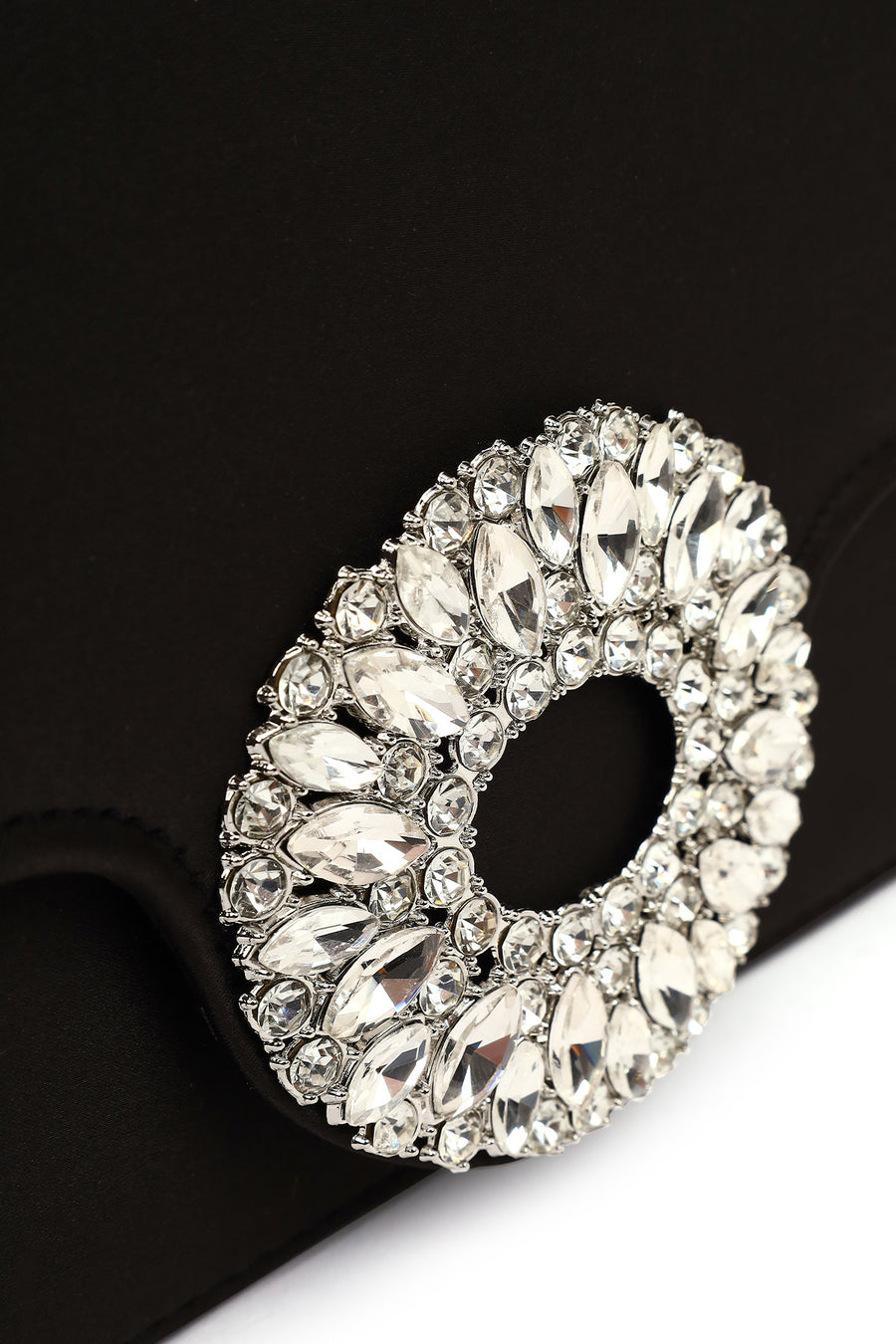 Women's Black Long Chain Strap Embellished Mini Evening Bag
