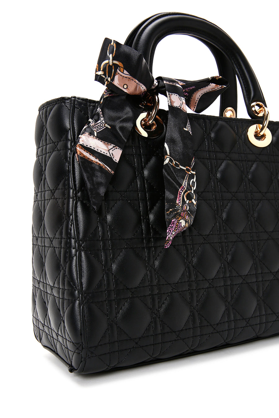 Woman Black Long Shoulder Quilted Sleeve Bag