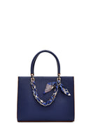 Woman Navy Blue Long-Shoulder-Strap Handbag with Accessories | Derimod