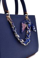 Woman Navy Blue Long-Shoulder-Strap Handbag with Accessories | Derimod