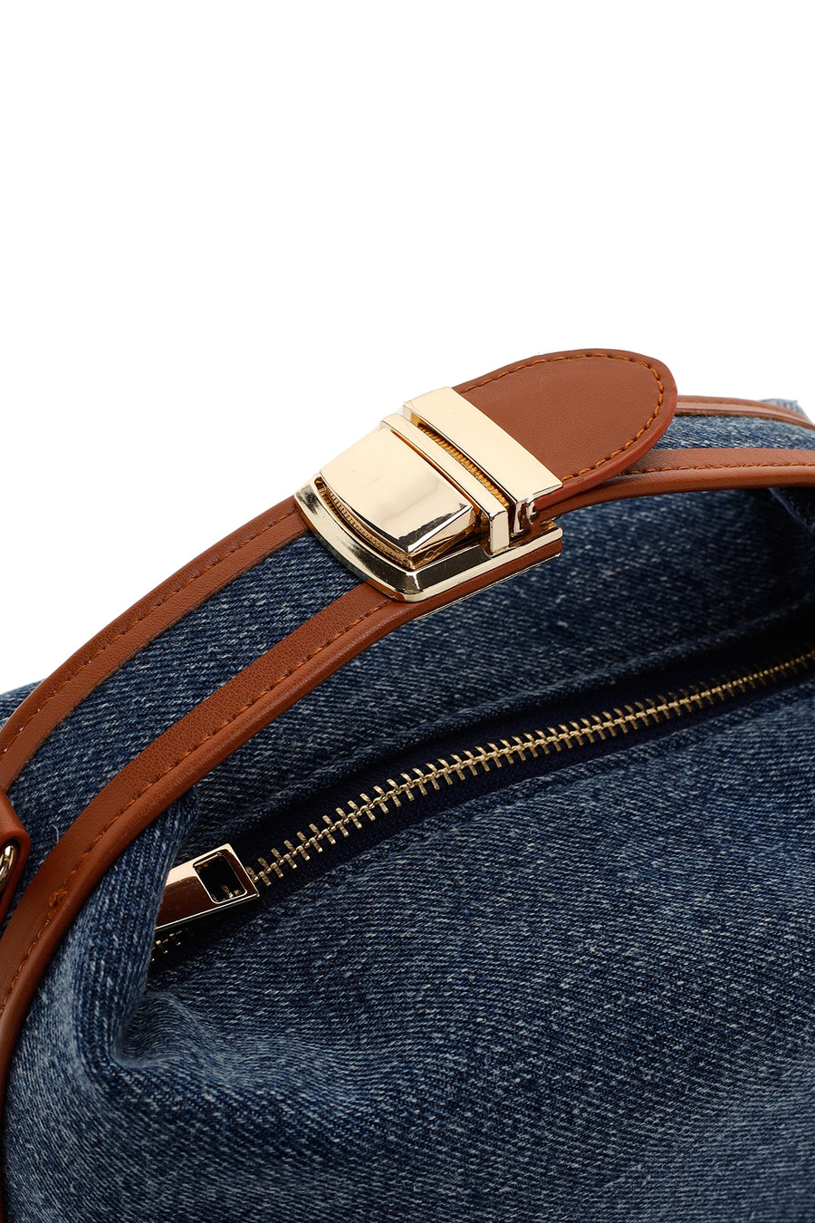 Woman Blue Long Strap Denim Mini Crossbody Bag