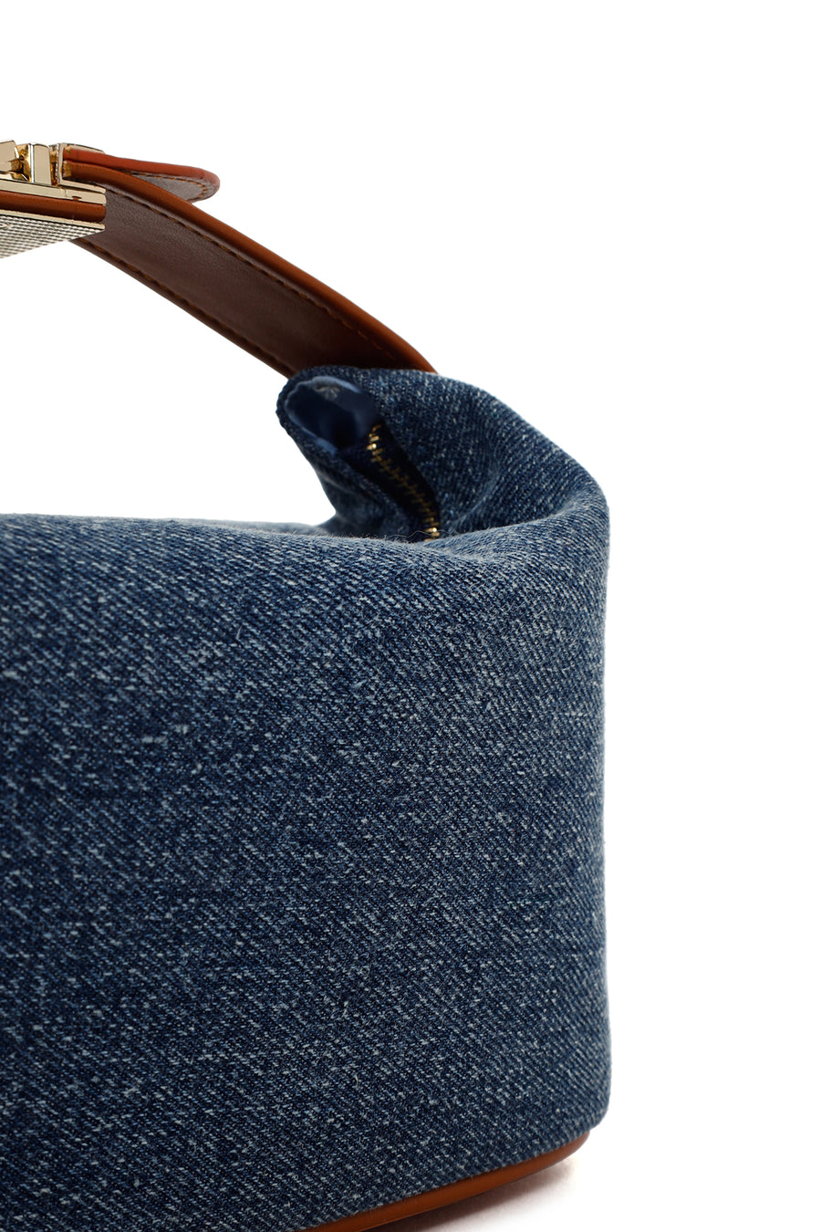 Woman Blue Long Strap Denim Mini Crossbody Bag