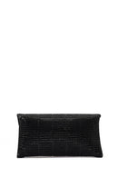Women's Black Long Chain Strap Embellished Mini Evening Clutch Bag | Derimod