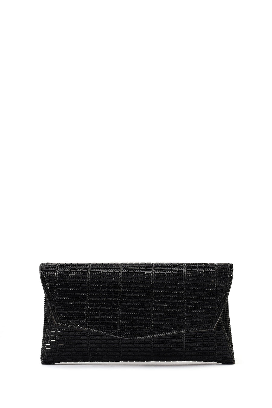 Women's Black Long Chain Strap Embellished Mini Evening Clutch Bag