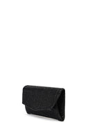 Women's Black Long Chain Strap Embellished Mini Evening Clutch Bag | Derimod