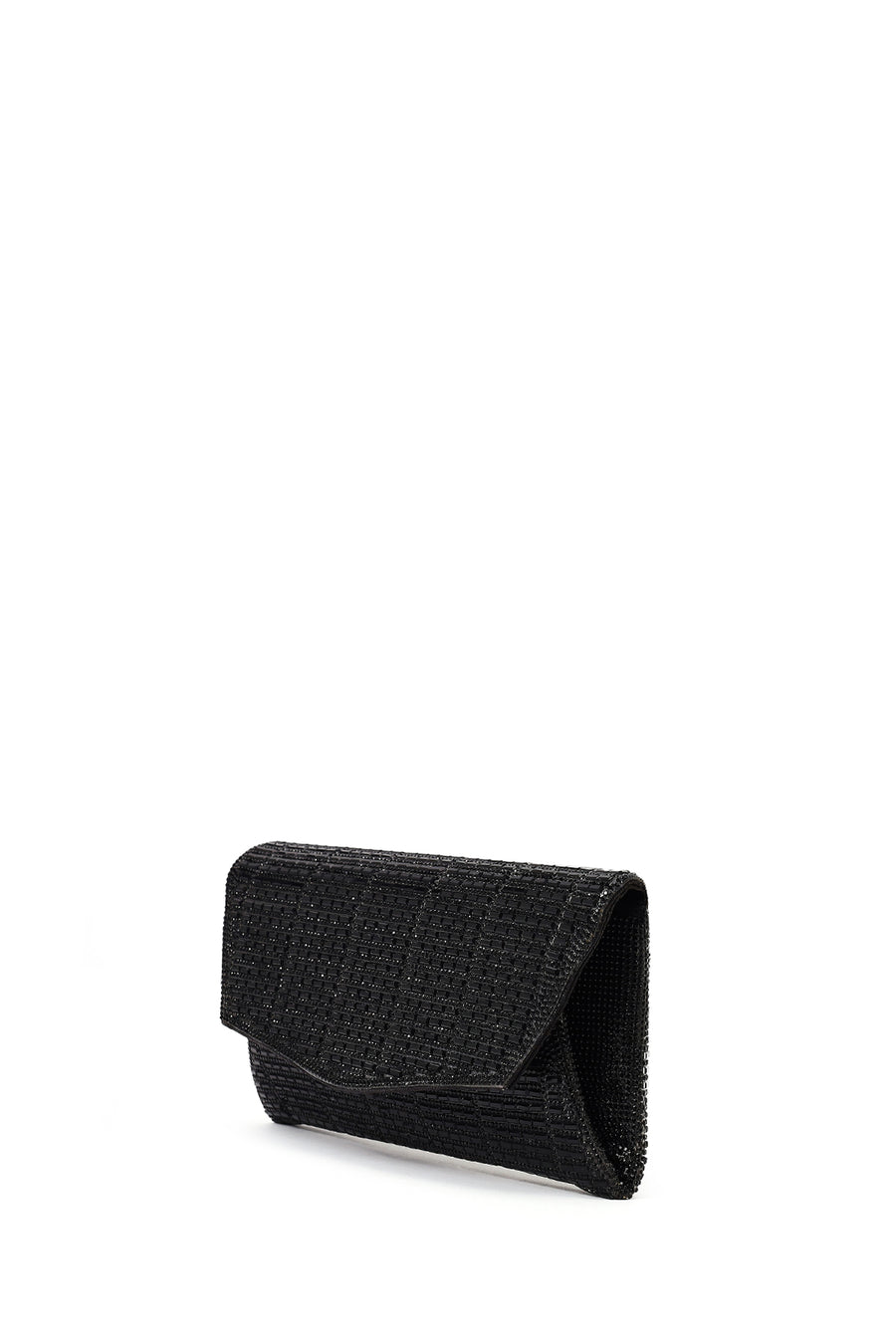 Women's Black Long Chain Strap Embellished Mini Evening Clutch Bag