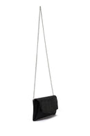 Women's Black Long Chain Strap Embellished Mini Evening Clutch Bag | Derimod
