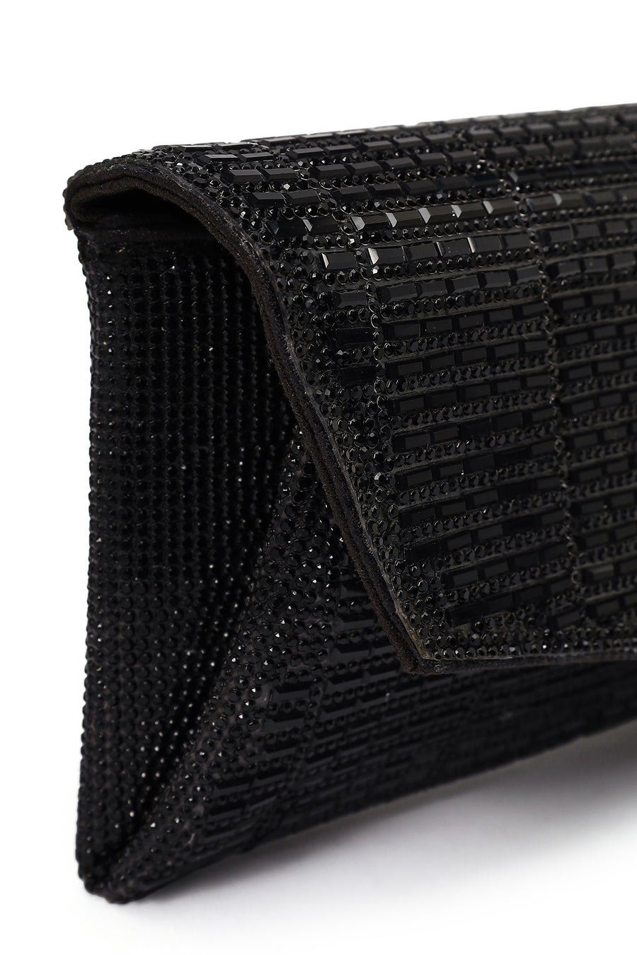 Women's Black Long Chain Strap Embellished Mini Evening Clutch Bag