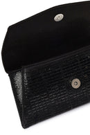 Women's Black Long Chain Strap Embellished Mini Evening Clutch Bag | Derimod